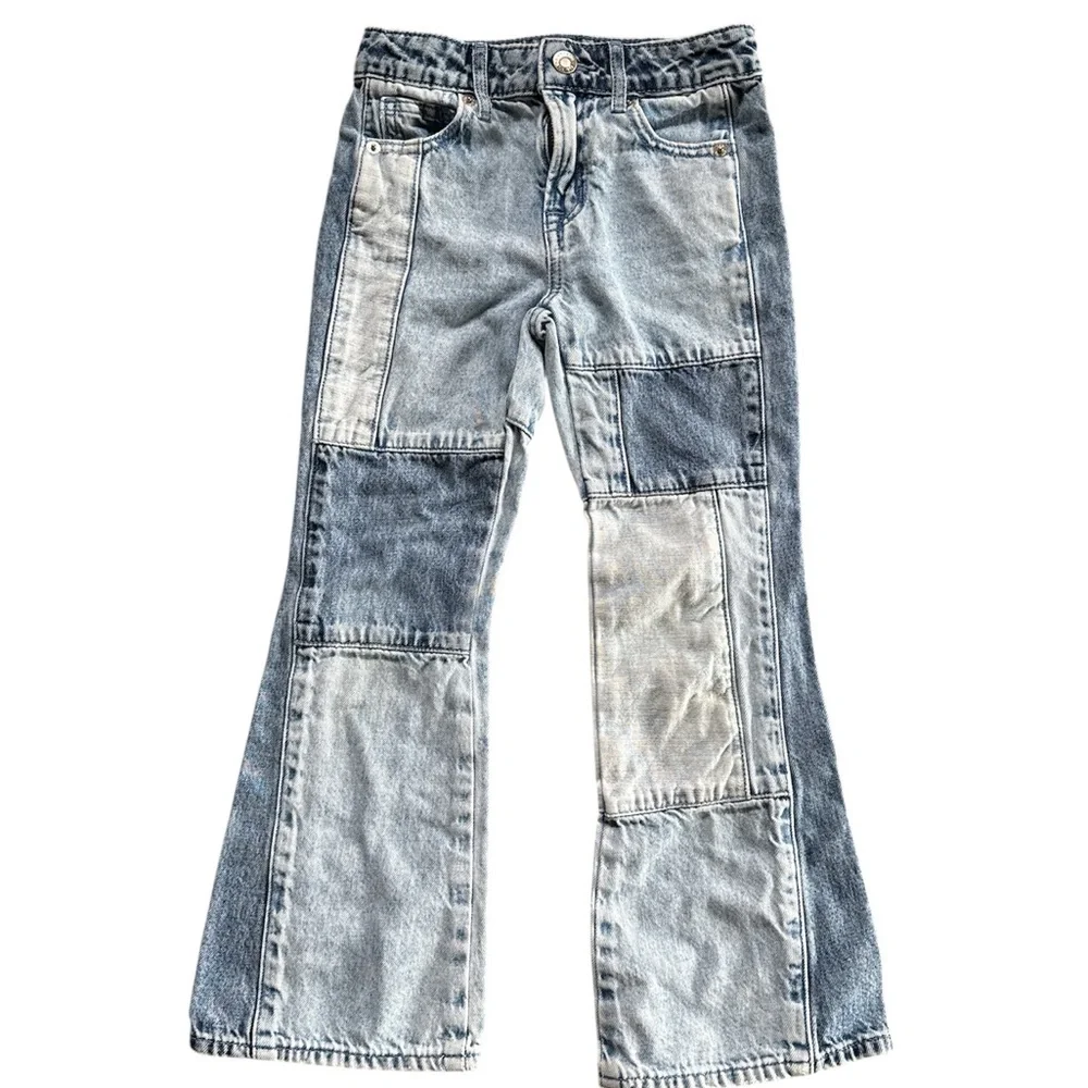 Gap Kids Girls 70s style‎ Flare High Rise Patchwork Denim Jeans - Size 6